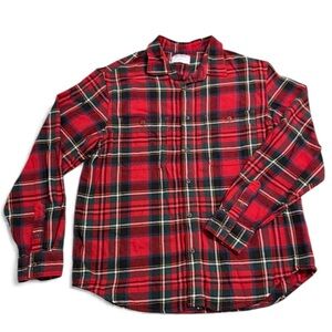 Old Navy Double Brushed Red Plaid Men's Button Down Long Sleeve Shirt Large